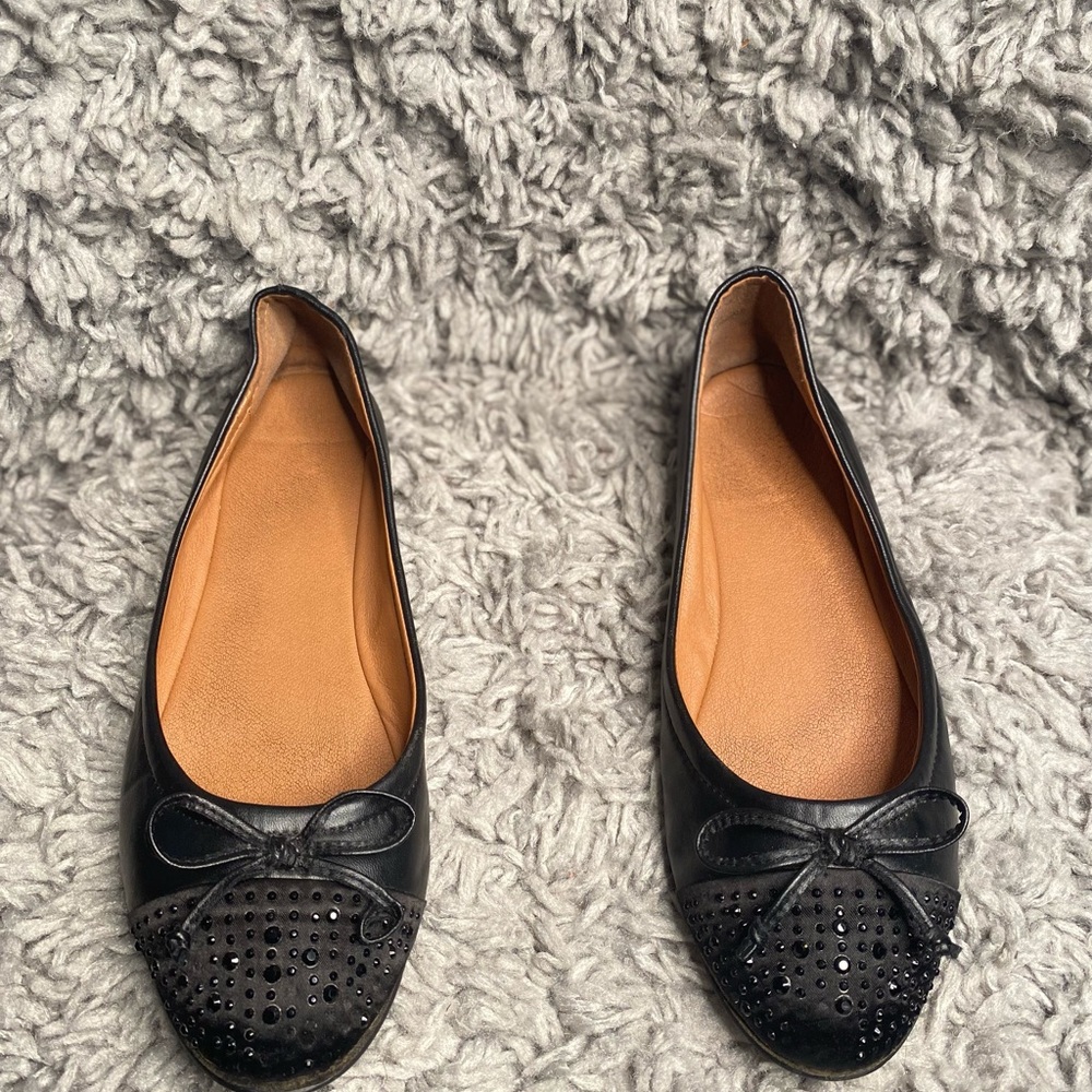 Black Jeweled Flats